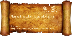Marsinszky Balabán névjegykártya